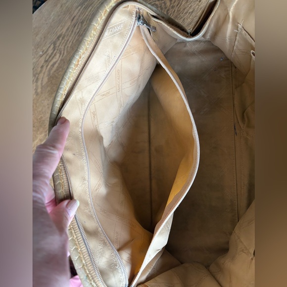 Longchamp Medium Tan Croco Roseau Shouder Bag Zip Top/Sides - Picture 12 of 16